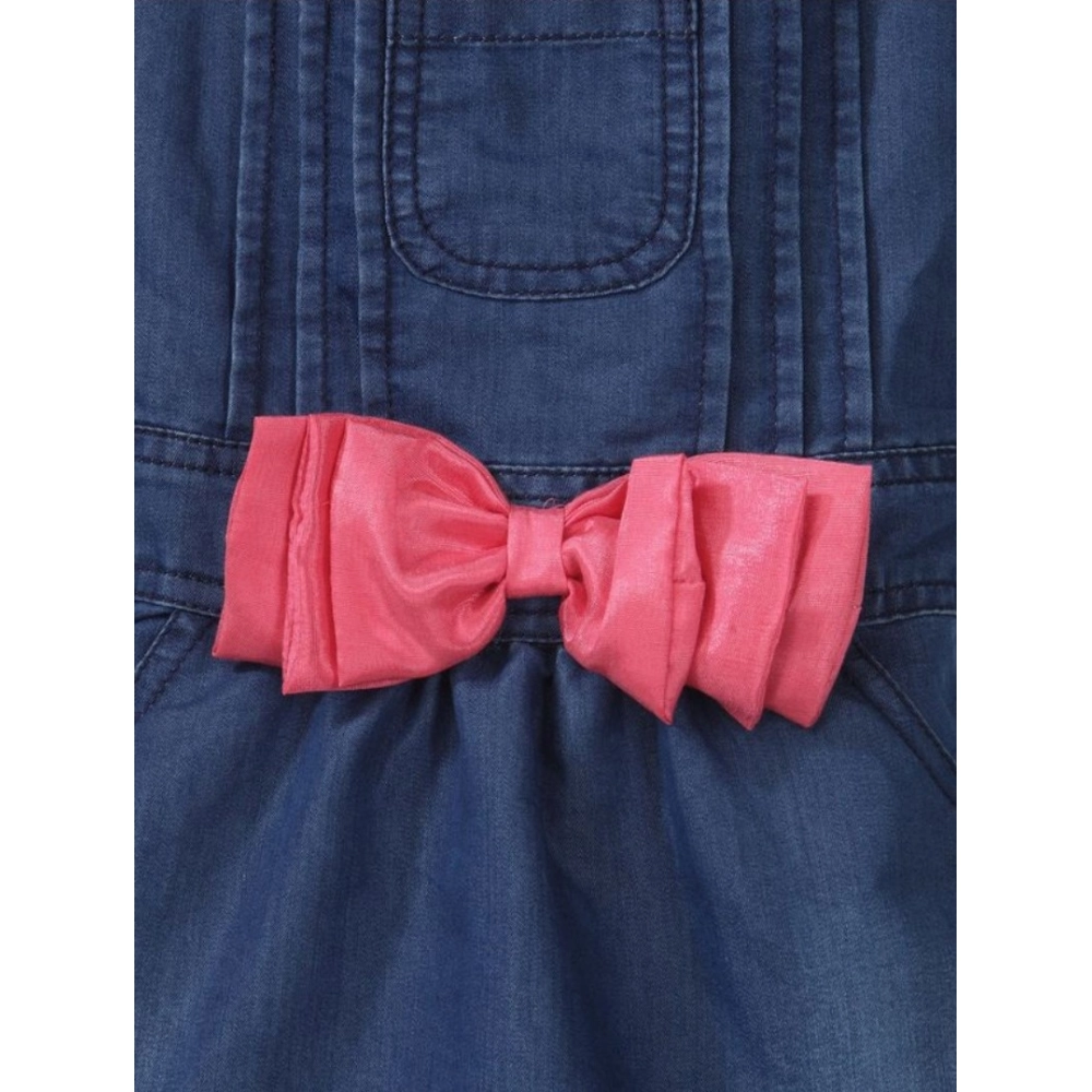 generic girl's denim & cotton bow sleeveless dungaree (pink) generic girl's denim & cotton bow sleeveless dungaree (pink)
