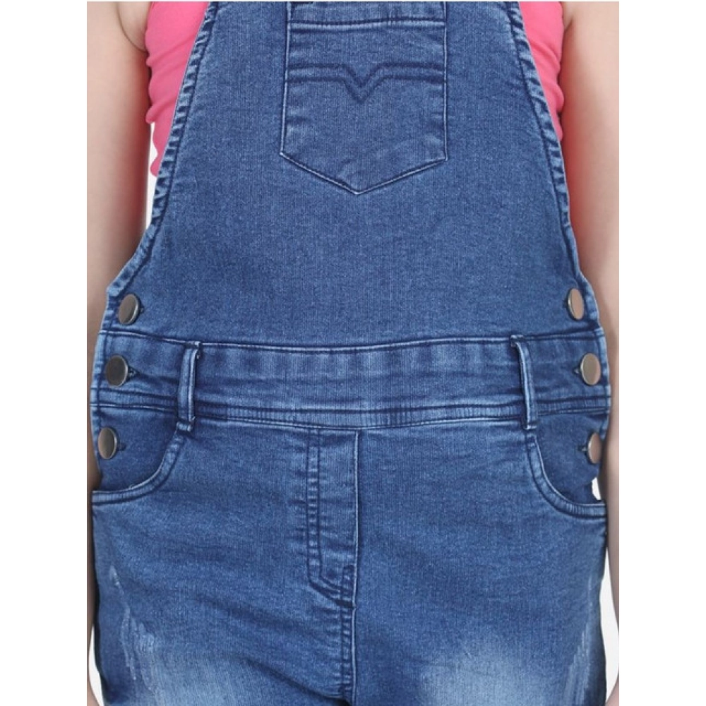 generic girl's denim washed buttoned dungaree (blue) generic girl's denim washed buttoned dungaree (blue)