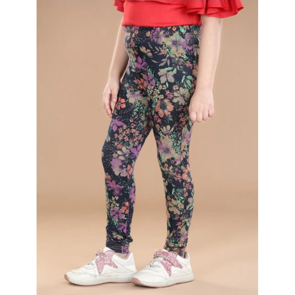 generic girl's cotton lycra floral elasticated jeggings (multicolor) generic girl's cotton lycra floral elasticated jeggings (multicolor)