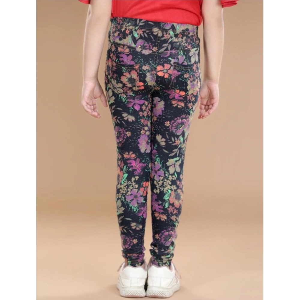 generic girl's cotton lycra floral elasticated jeggings (multicolor) generic girl's cotton lycra floral elasticated jeggings (multicolor)
