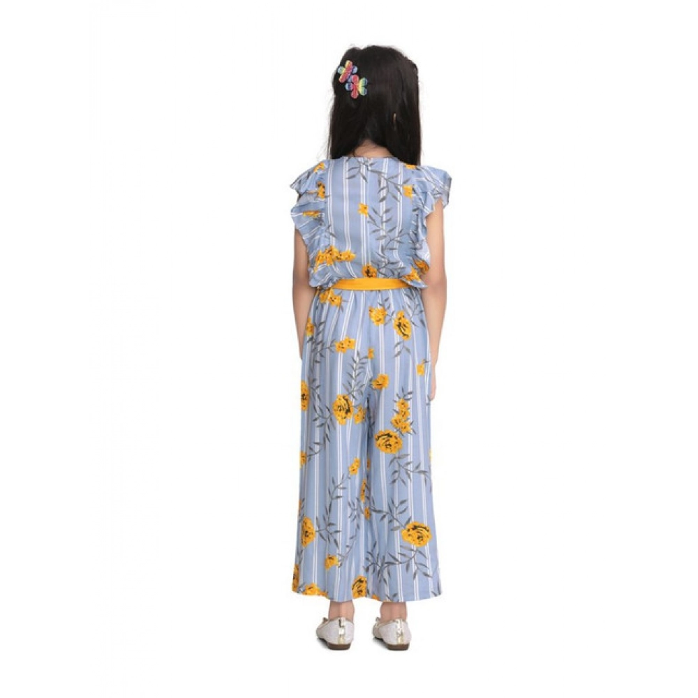 generic girl's rayon floral flutter jumpsuit (blue yellow) generic girl's rayon floral flutter jumpsuit (blue yellow)