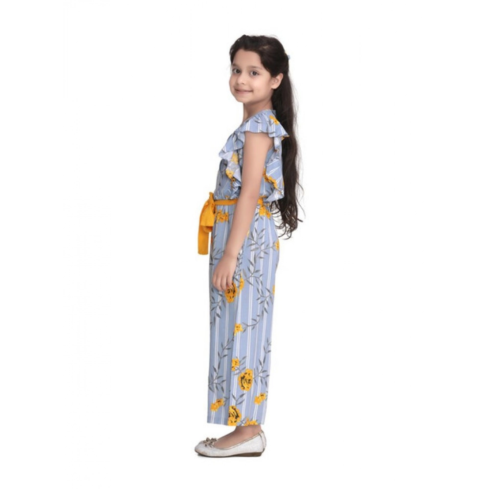 generic girl's rayon floral flutter jumpsuit (blue yellow) generic girl's rayon floral flutter jumpsuit (blue yellow)