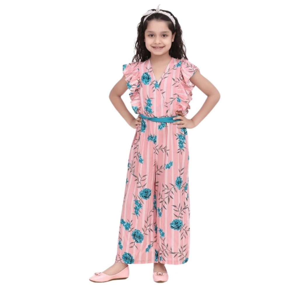 generic girl's rayon floral flutter jumpsuit (pink blue) generic girl's rayon floral flutter jumpsuit (pink blue)