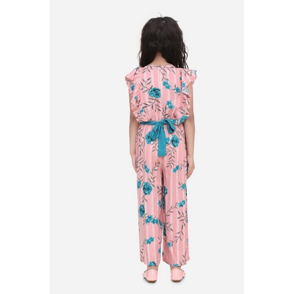 generic girl's rayon floral flutter jumpsuit (pink blue) generic girl's rayon floral flutter jumpsuit (pink blue)