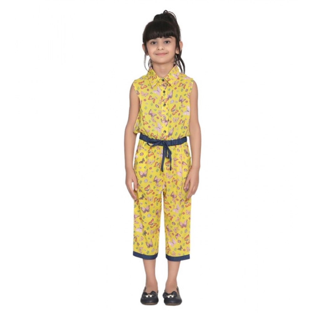generic girl's cotton printed sleeveless jumpsuit (yellow) generic girl's cotton printed sleeveless jumpsuit (yellow)