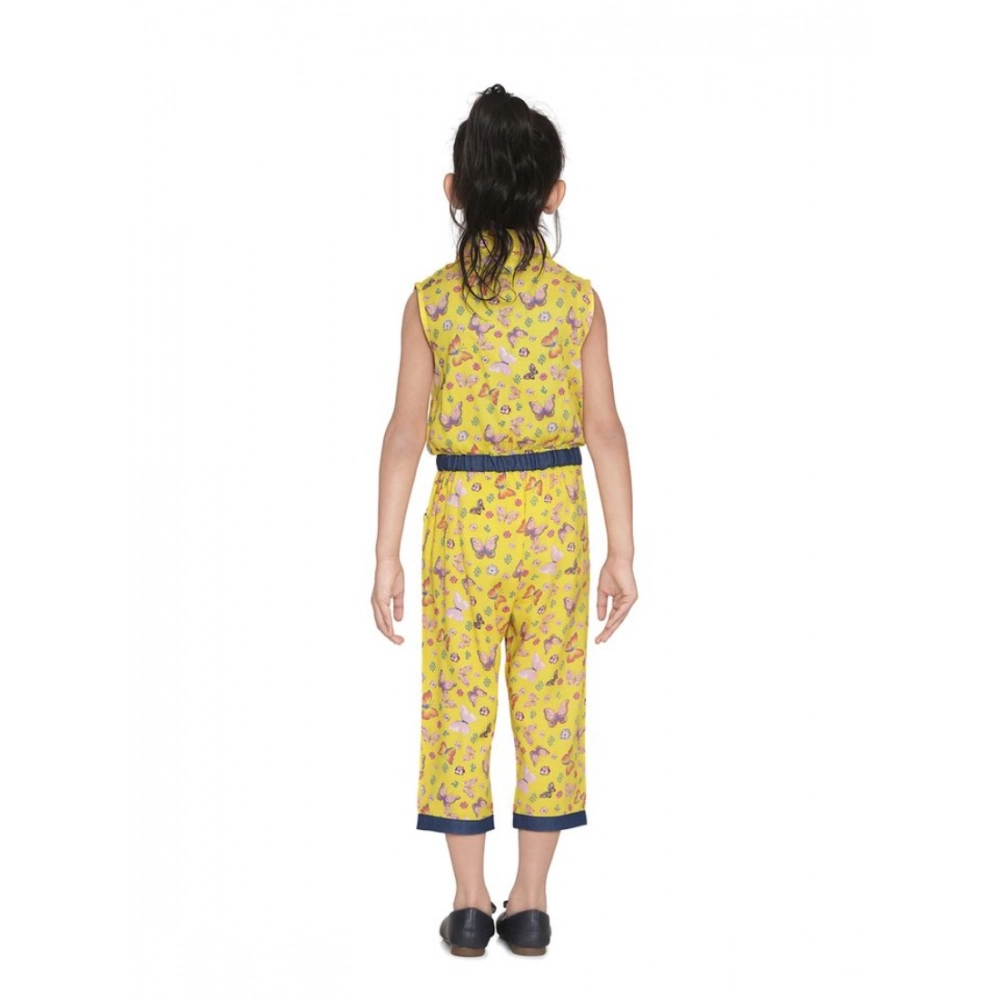 generic girl's cotton printed sleeveless jumpsuit (yellow) generic girl's cotton printed sleeveless jumpsuit (yellow)