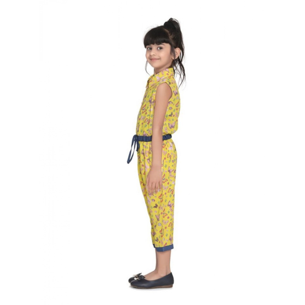 generic girl's cotton printed sleeveless jumpsuit (yellow) generic girl's cotton printed sleeveless jumpsuit (yellow)