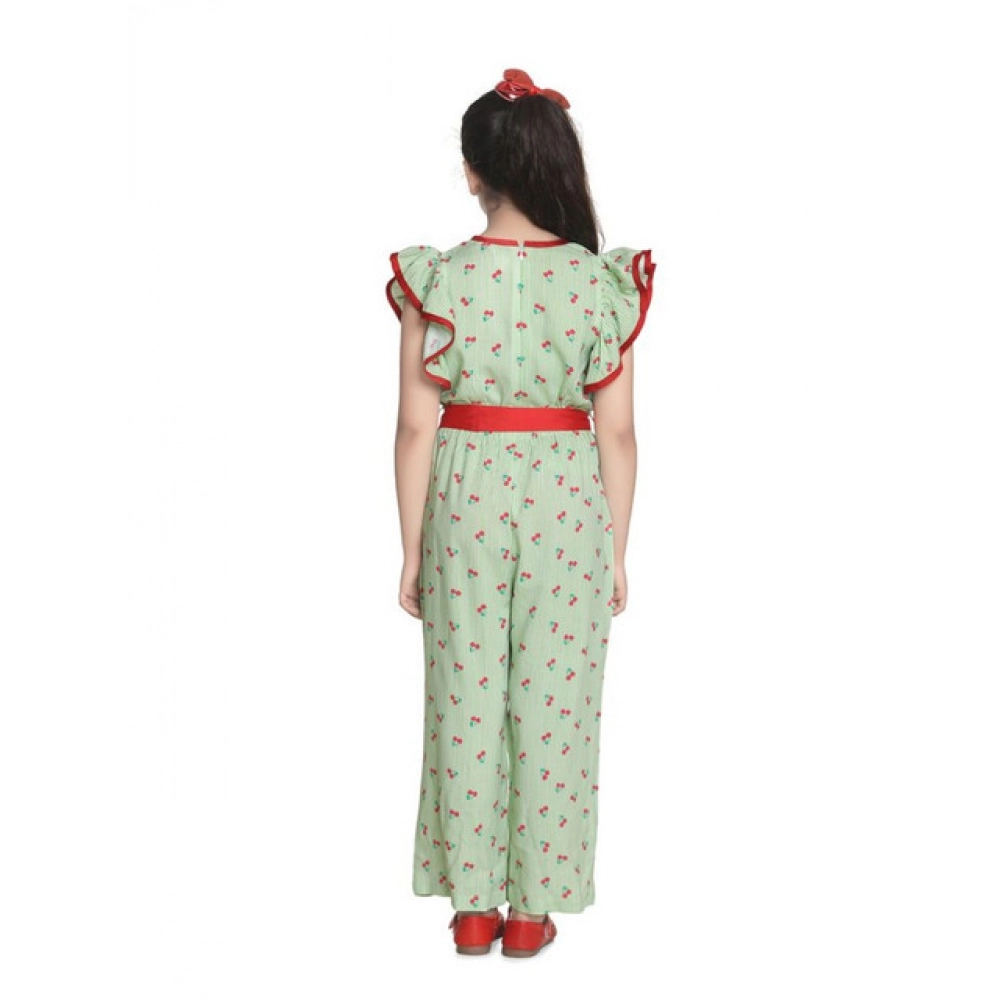 generic girl's rayon printed flutter jumpsuit (green) generic girl's rayon printed flutter jumpsuit (green)