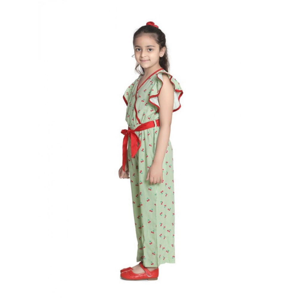 generic girl's rayon printed flutter jumpsuit (green) generic girl's rayon printed flutter jumpsuit (green)