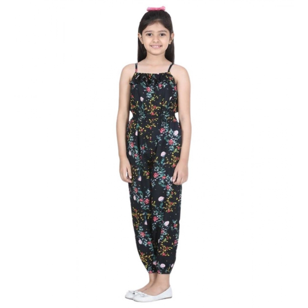 generic girl's rayon flamingo print sleeveless jumpsuit (black multicolor) generic girl's rayon flamingo print sleeveless jumpsuit (black multicolor)