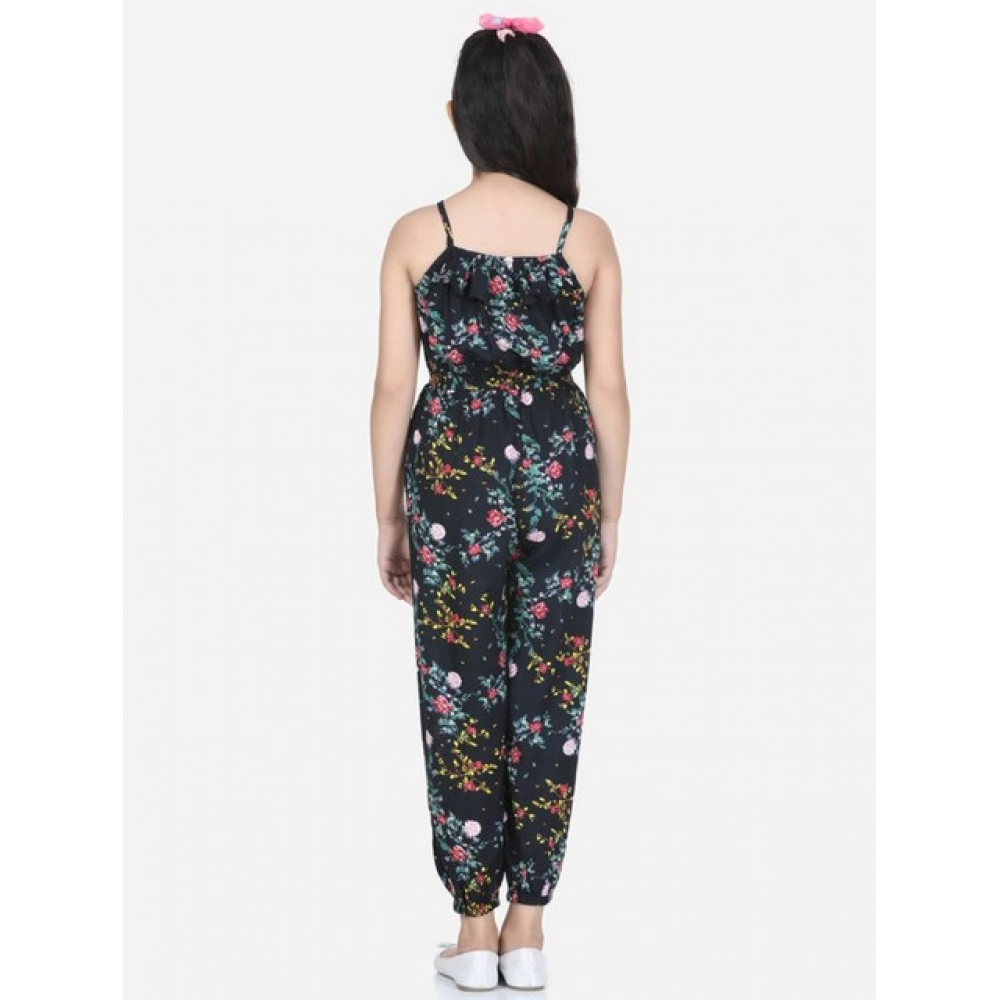 generic girl's rayon flamingo print sleeveless jumpsuit (black multicolor) generic girl's rayon flamingo print sleeveless jumpsuit (black multicolor)