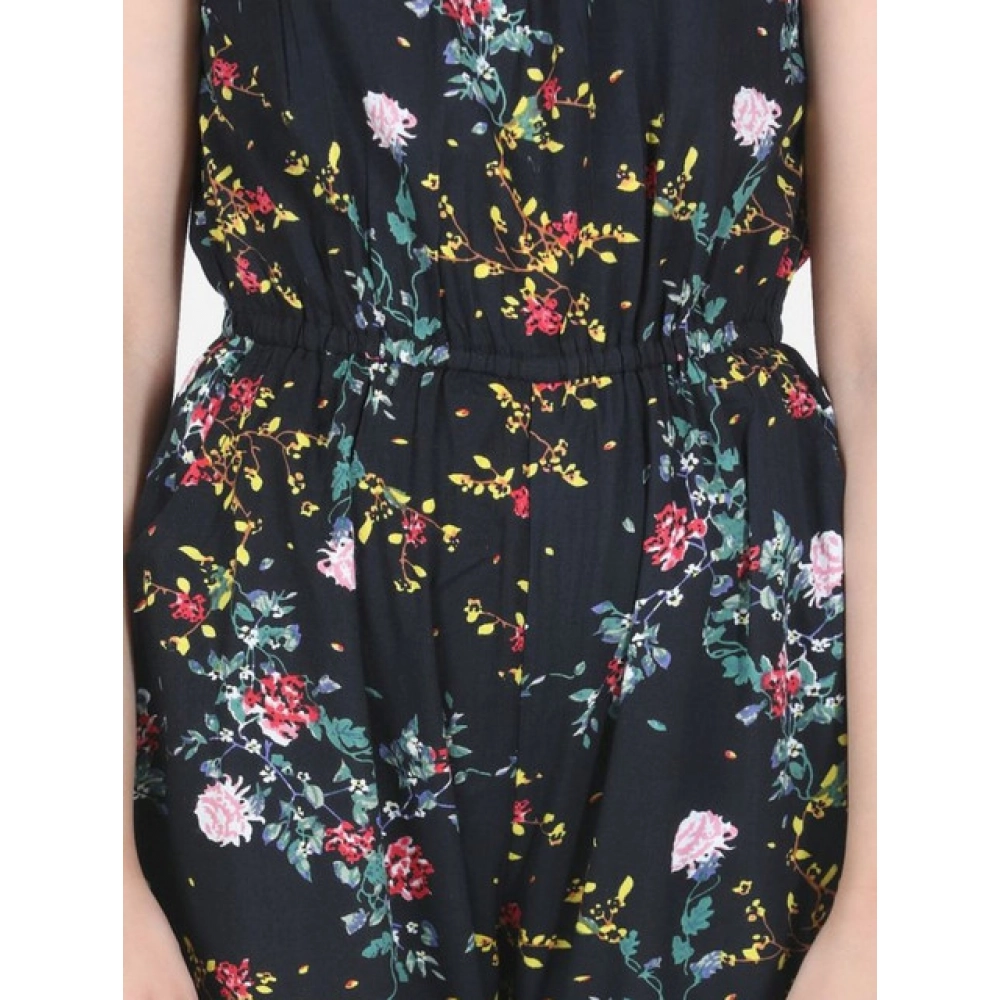 generic girl's rayon flamingo print sleeveless jumpsuit (black multicolor) generic girl's rayon flamingo print sleeveless jumpsuit (black multicolor)