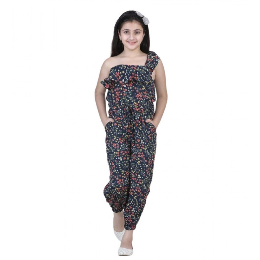 generic girl's polyester moss floral sleeveless jumpsuit (multicolor) generic girl's polyester moss floral sleeveless jumpsuit (multicolor)