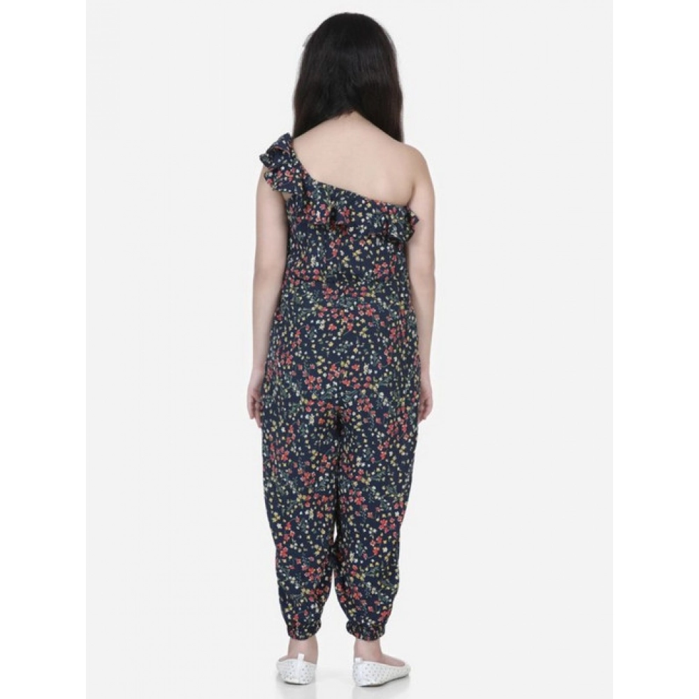 generic girl's polyester moss floral sleeveless jumpsuit (multicolor) generic girl's polyester moss floral sleeveless jumpsuit (multicolor)